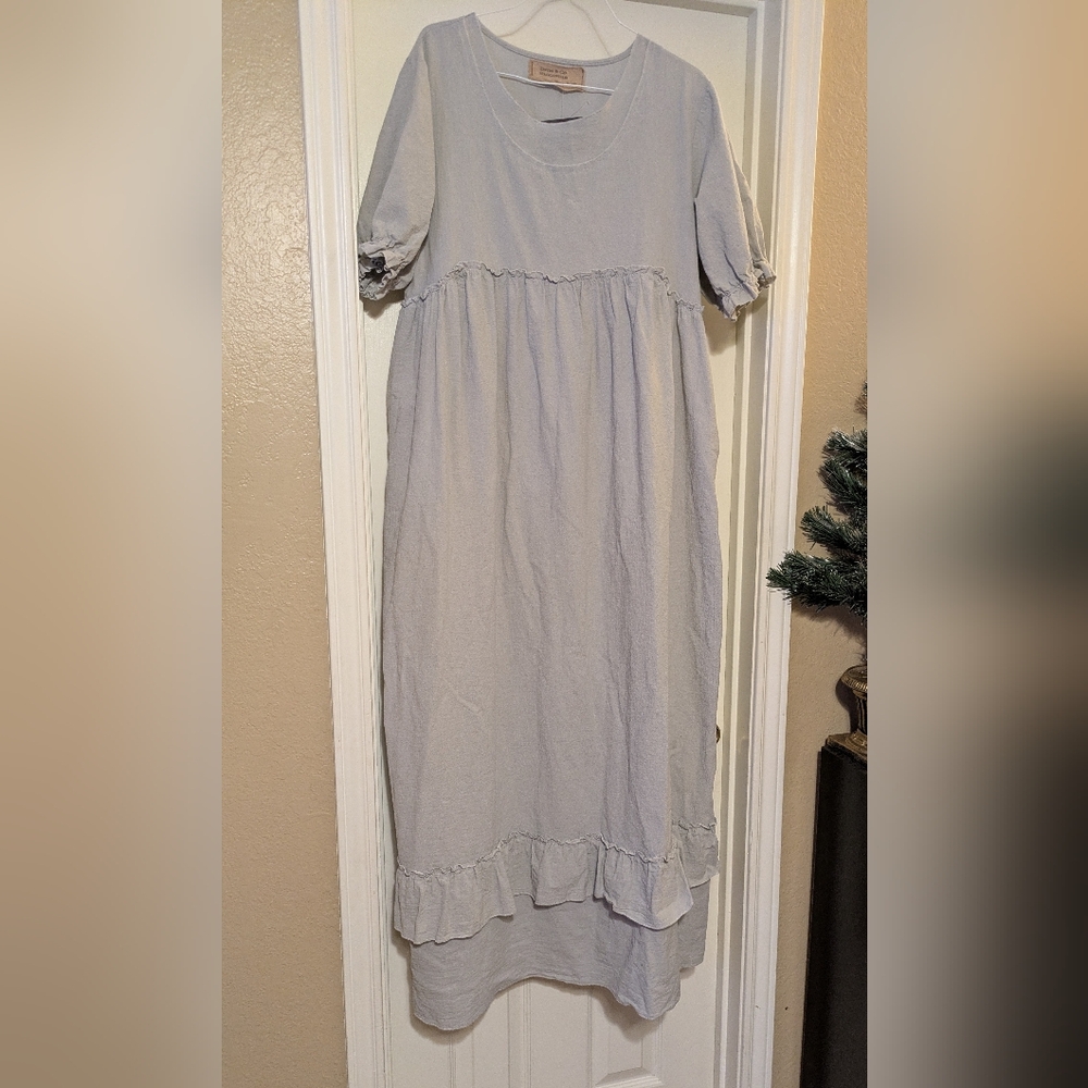 Light Gray Ruffled Maxi Dress